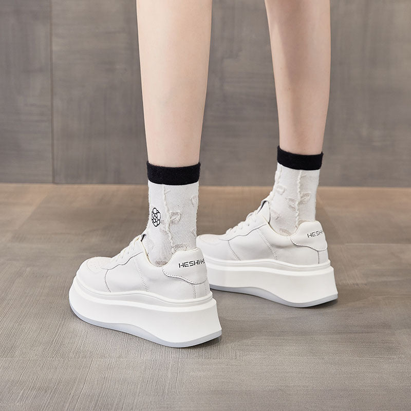 Women's Autumn Platform Sports Versatile White Casual Shoes