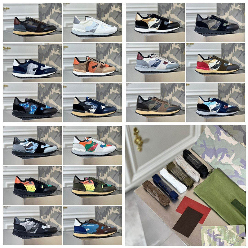 Men's Camouflage Rivet Platform Genuine Fashion Lace Up Increased Women's Casual Shoes