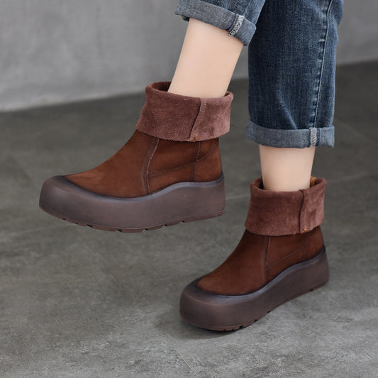 Women's Cattlehide Surface For Retro Leisure Pump Two-way Boots