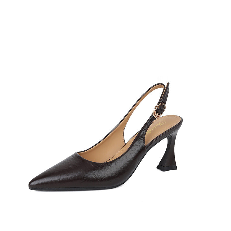 Women's Fashion Classy Summer Stiletto Pointed Toe Strap Retro Closed Sandals