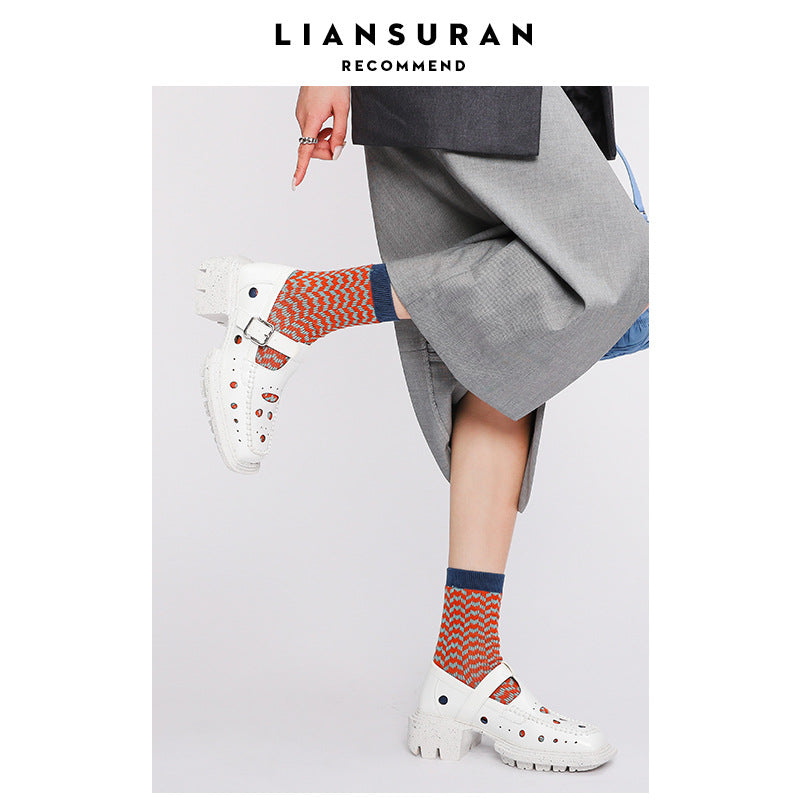 Women's Hole Square Toe Platform Belt Buckle Sandals