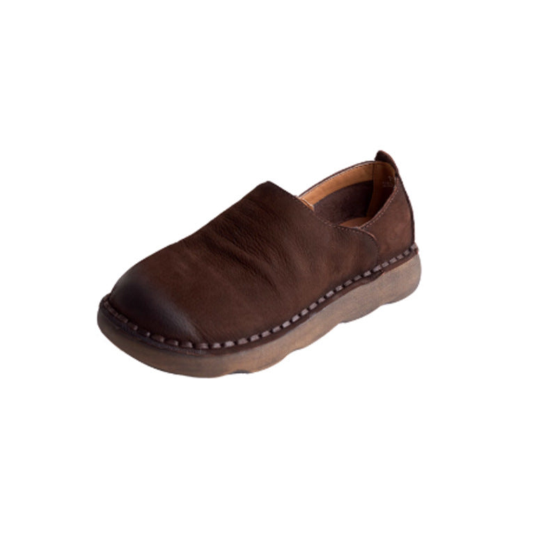 Women's Autumn Ethnic Style Retro Genuine Handmade Soft Heels