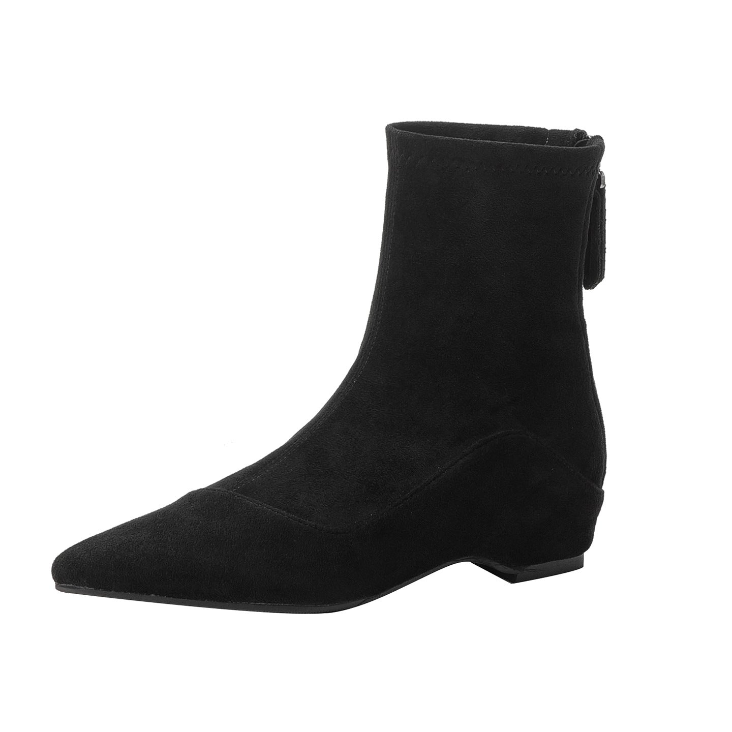 Women's Slimming French Retro Pointed Toe Suede Short For Height Increasing Women's Leather Boots