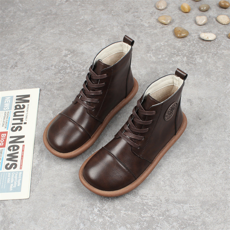 Women's Round Toe Short Fashion Comfortable Flat Boots
