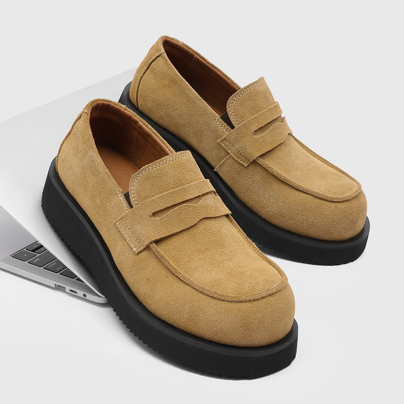 Men's Slip-on Soft Bottom Commuter Derby Spring British Style Men's Casual Leather Shoes