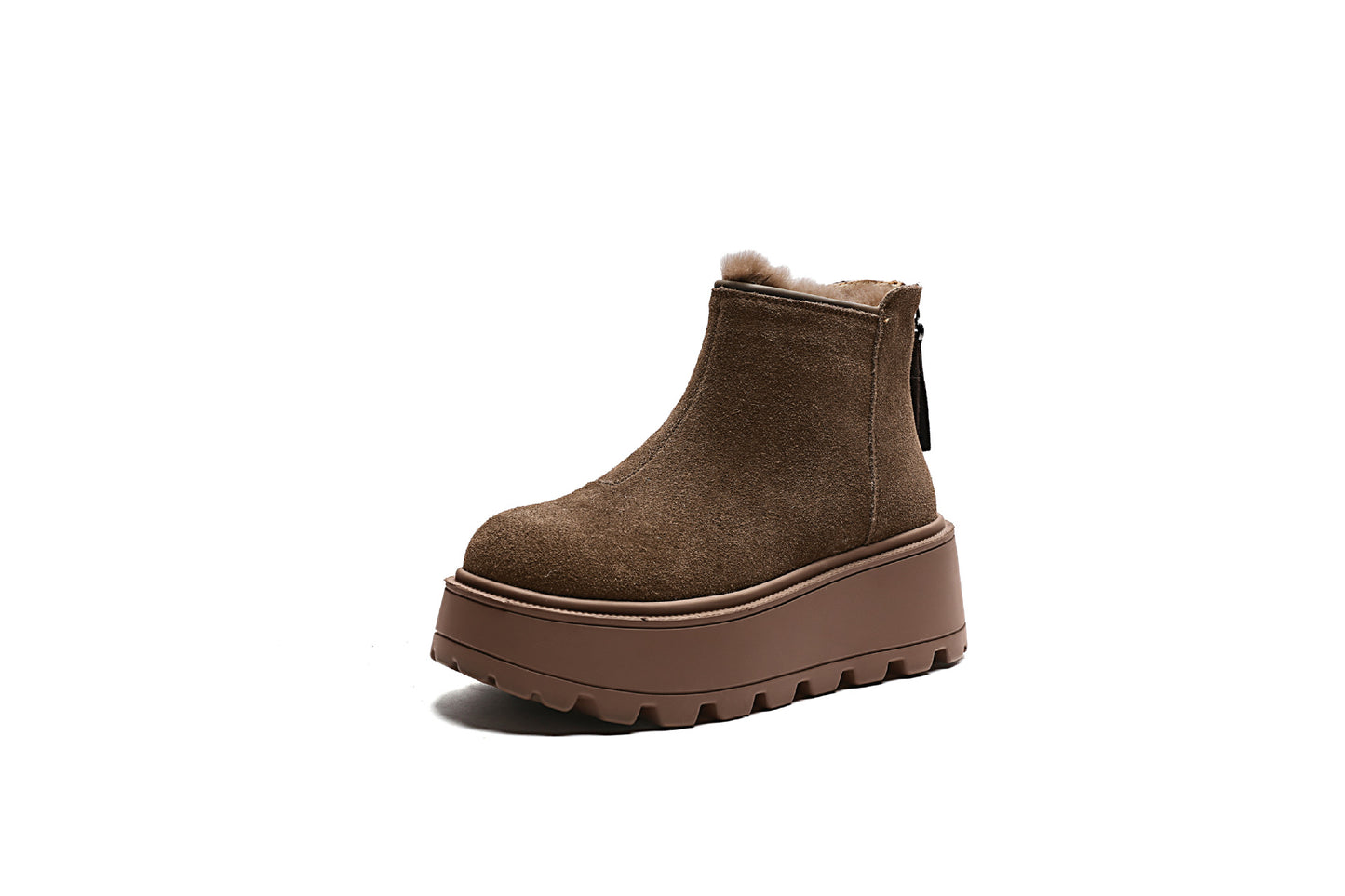 Women's Suede Short Martin Thick Bottom Elevator Snow Boots