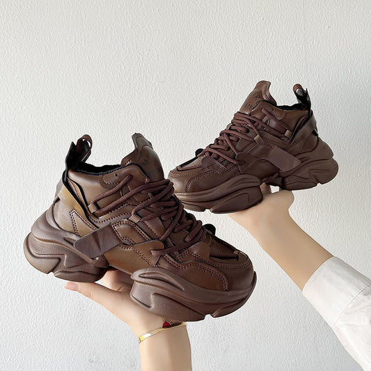 Women's Genuine Sports Trend Retro Daddy Fleece-lined Sneakers