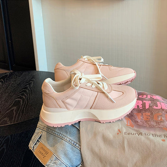 Women's Breathable Round Toe Stitching Feeling Thick Bottom Sneakers