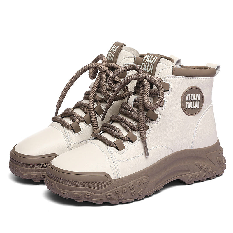 Gold Silk Rabbit Martin British Style Boots