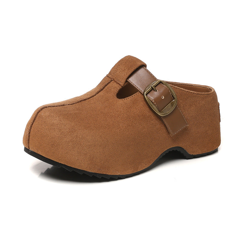 Women's Bottom Height Increasing Insole Retro Toe Slippers