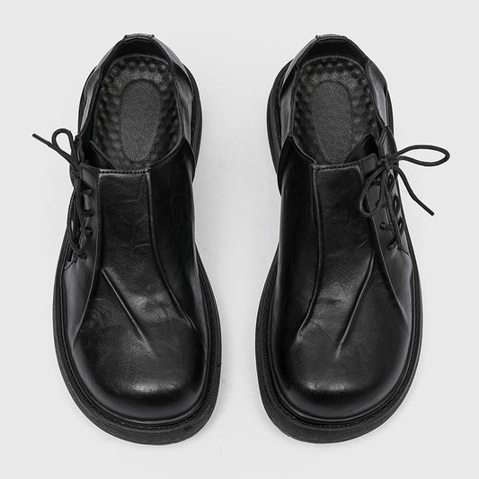 Men's Derby High-grade Black Commuter Niche Small British Leather Shoes