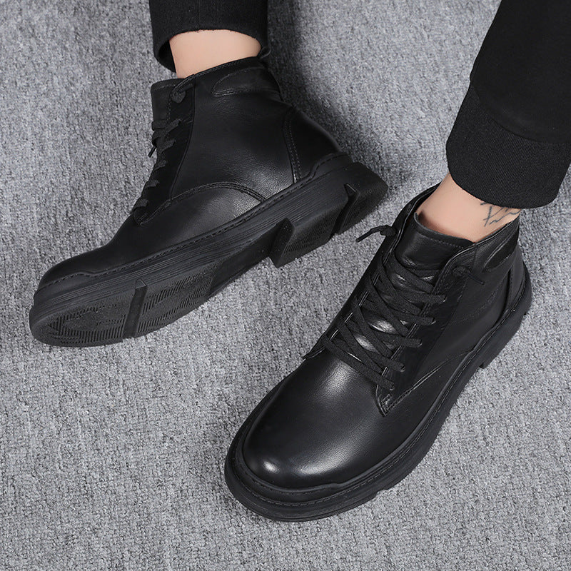 Men's Genuine Black British Warm High Top Working Boots