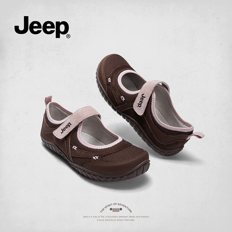 Women's Jeep Sports Mary Jane Soft Bottom Comfortable Flat Velcro Women's Casual Shoes