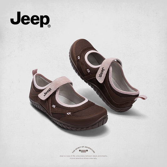 Women's Jeep Sports Mary Jane Soft Bottom Comfortable Flat Velcro Women's Casual Shoes