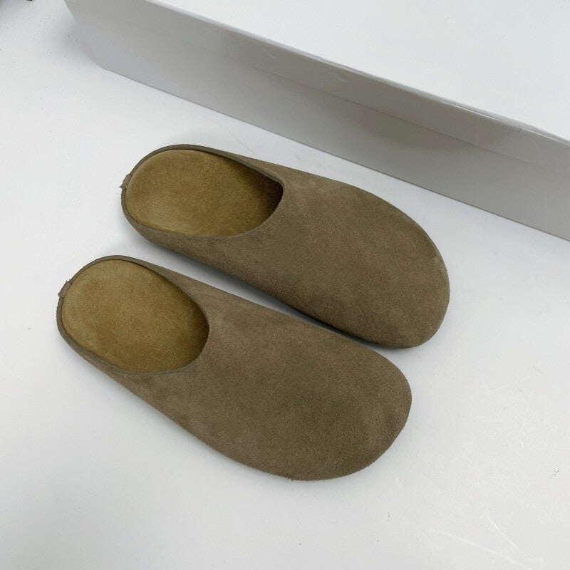 Women's & Men's Waterproof Full Cowhide Closed Toe Half Outerwear For Idle Style Thick-soles Slippers
