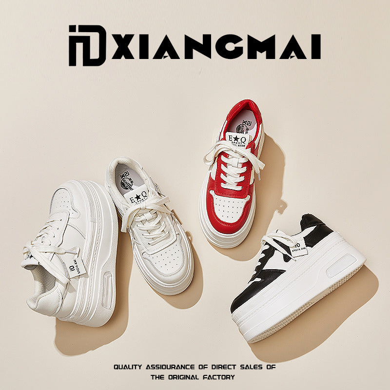 Women's Spring Small Raise The Bottom White Casual Shoes