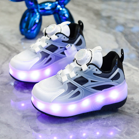 Rechargeable Colorful Light Horse Running Button Kid's Sneakers