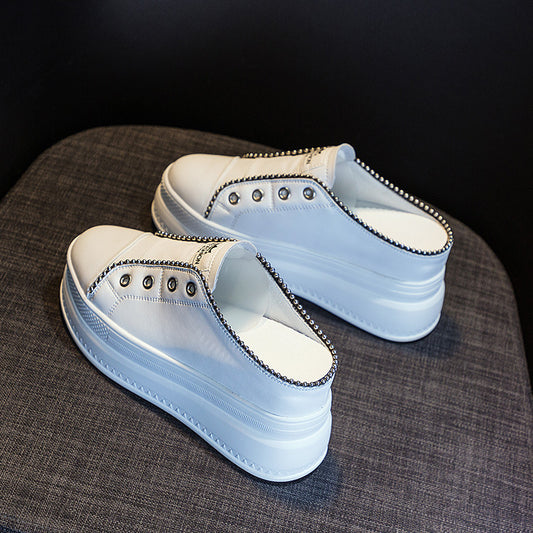 Women's & Men's Half Platform Muffin Slip-on Afternoon Men's Shoes