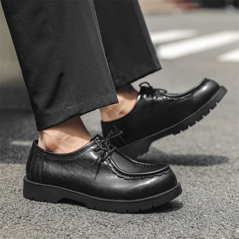 Men's Trendy Business Formal Wear Green Korean Style British Black Men's Casual Leather Shoes