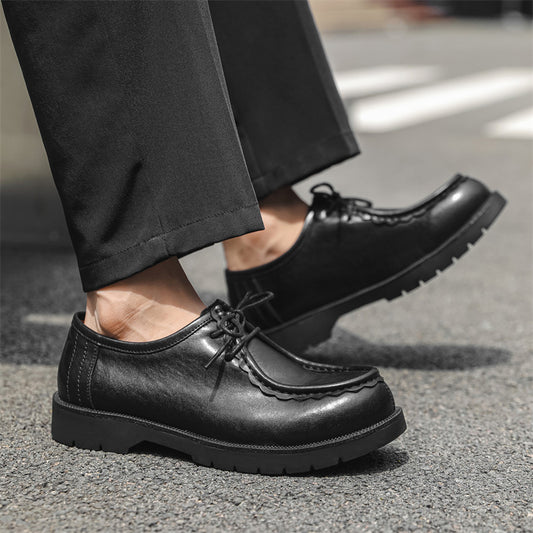 Men's Trendy Business Formal Wear Green Korean Style British Black Men's Casual Leather Shoes