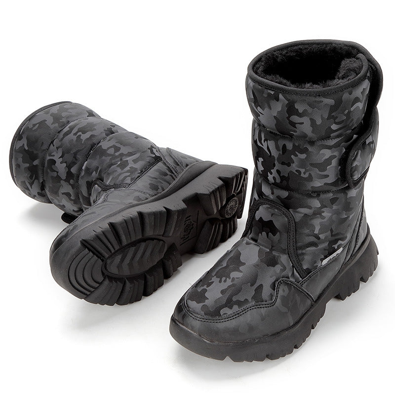 Men's Camouflage Plus Size Thick Bottom Fur Snow Boots