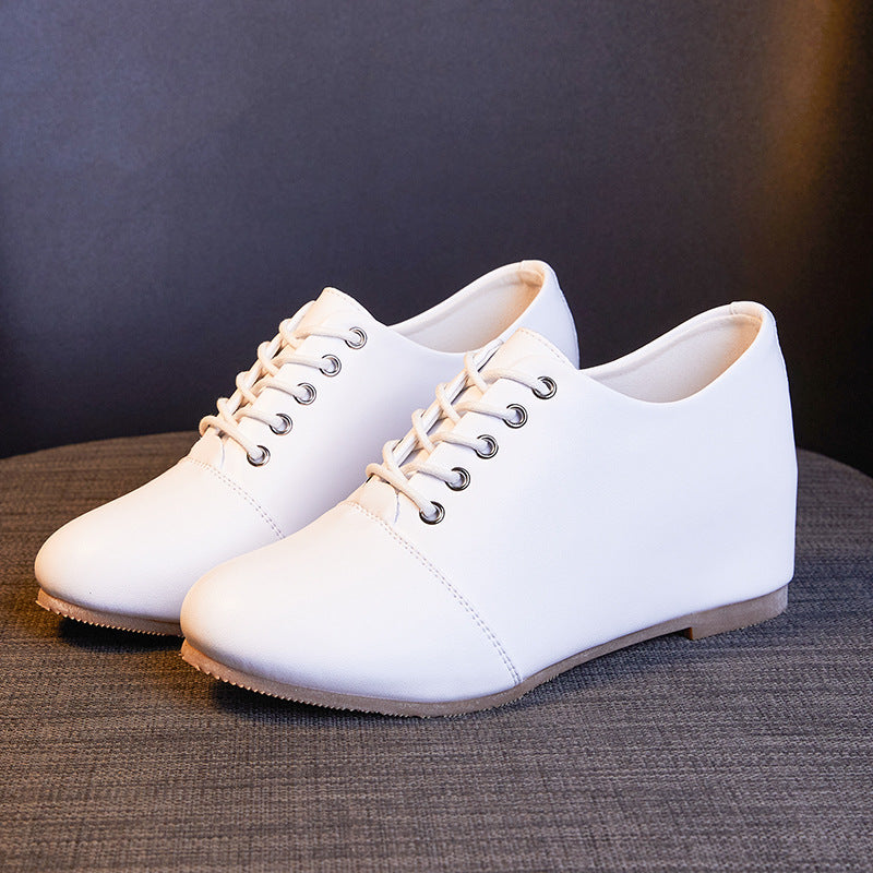 Women's Elevator Small Height Increasing Leisure White Round Toe Women's Casual Shoes