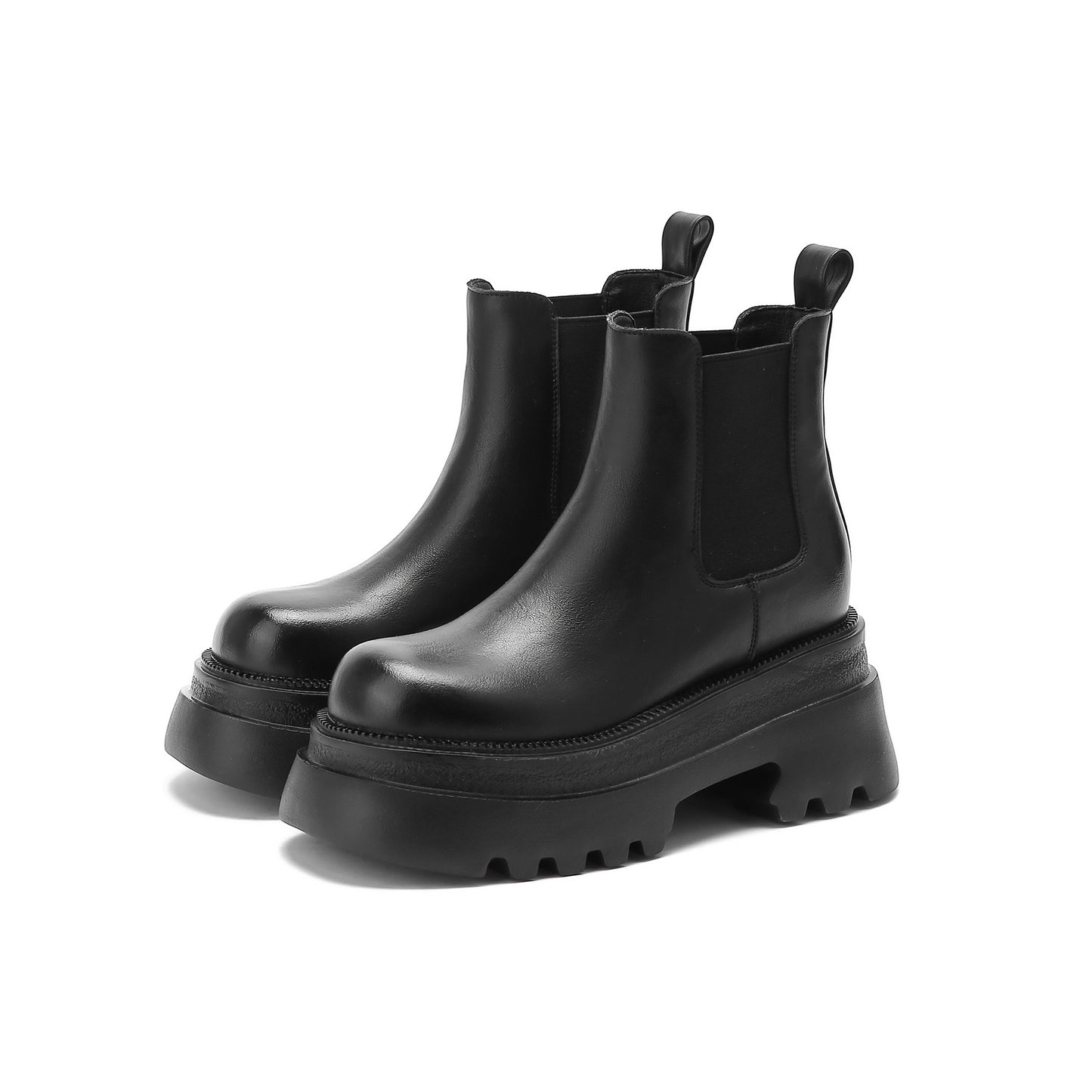 Women's Chelsea Booties Martin Platform Smoke Pipe Invisible Elevated Women's Leather Boots