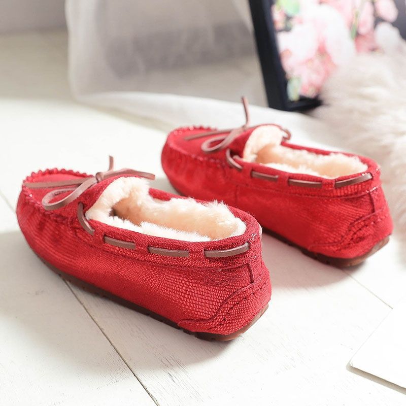 Women's With Fleece Lining Cotton Large Size Pregnant Fluffy Flat Bottom Loafers