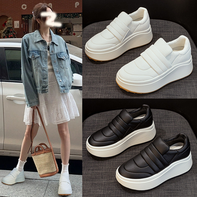 Women's Muffin Small Platform Lightweight Low Top Spring Hidden White Women's Sports Shoes