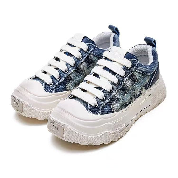 Women's Wang He's Gray Ensemble Series Vintage Plum Blossom Sneakers