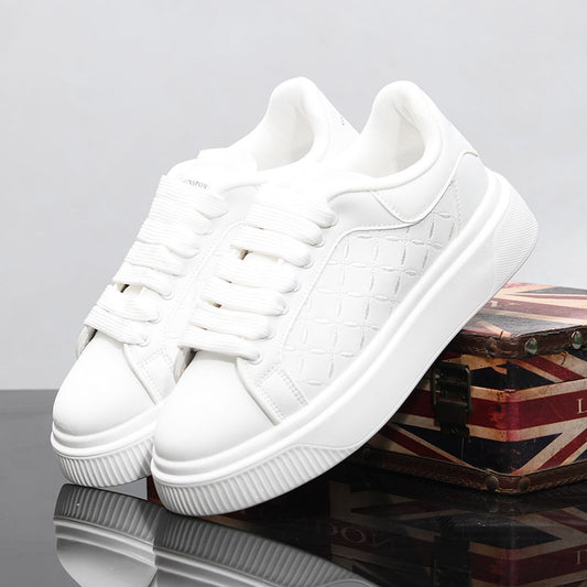 Men's Spring Platform White Breathable Board Fashionable Height Increasing Men's Casual Shoes