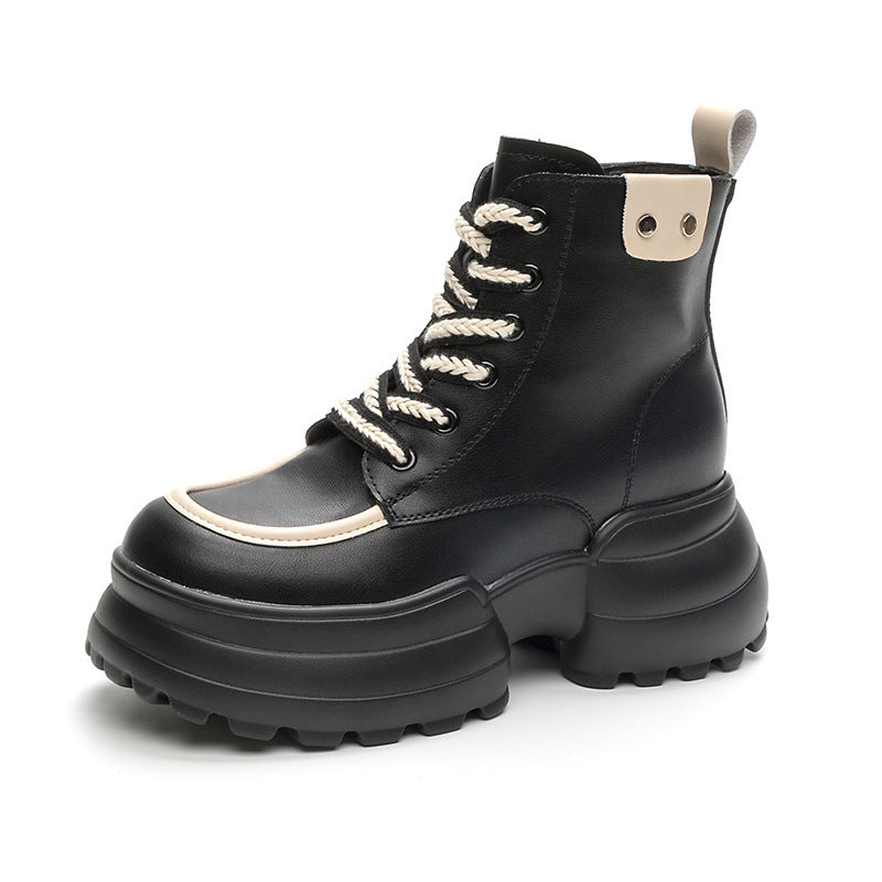 Women's Hight Increasing Martin Small British Style Women's Leather Boots