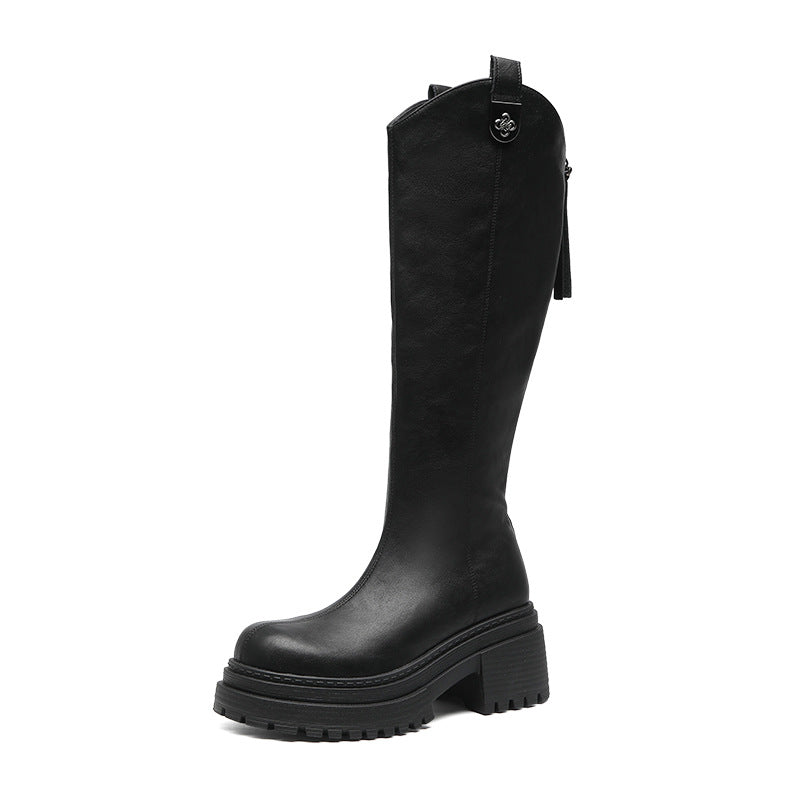 Women's Then Long Biker Fleece-lined Retro Platform Women's Shoes