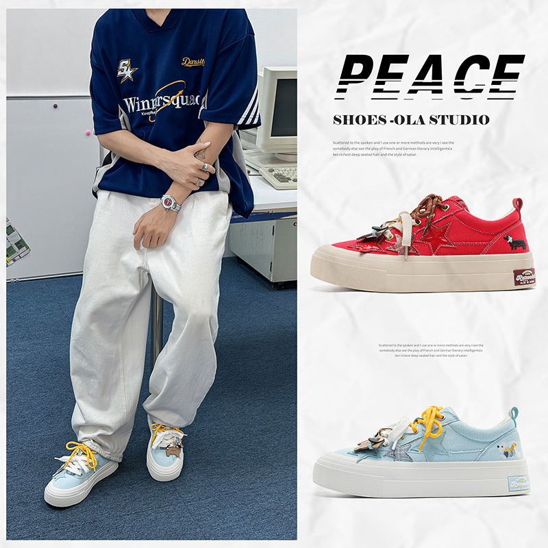 Women's & Men's Couple Western Highland Cartoon Platform Increased Breathable Fashion Men's Board Shoes