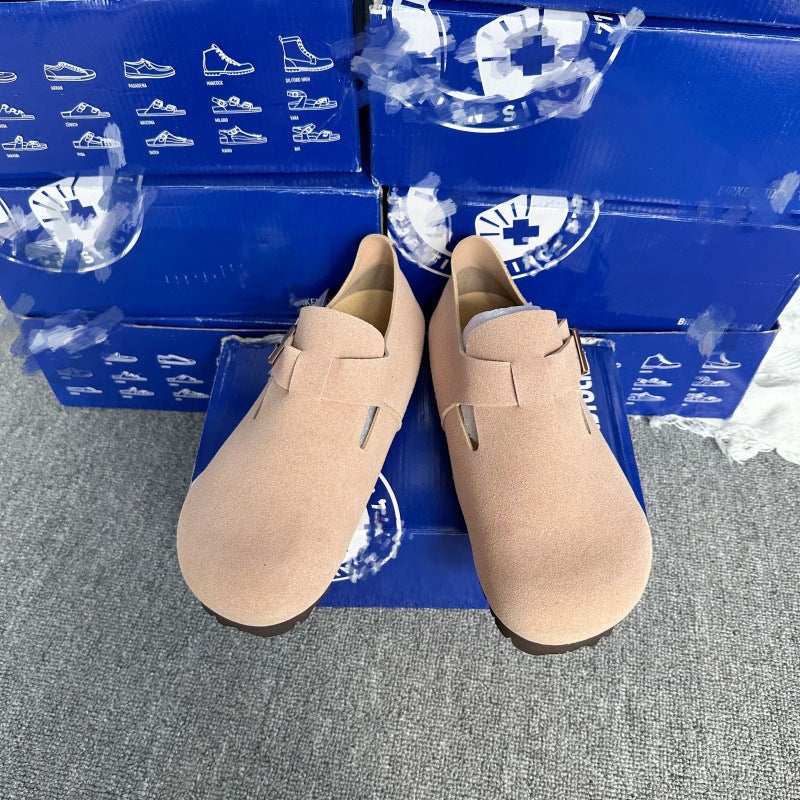 Women's Full Strap Pumps Single Buckle Pure Yuan Thick-soles Slippers