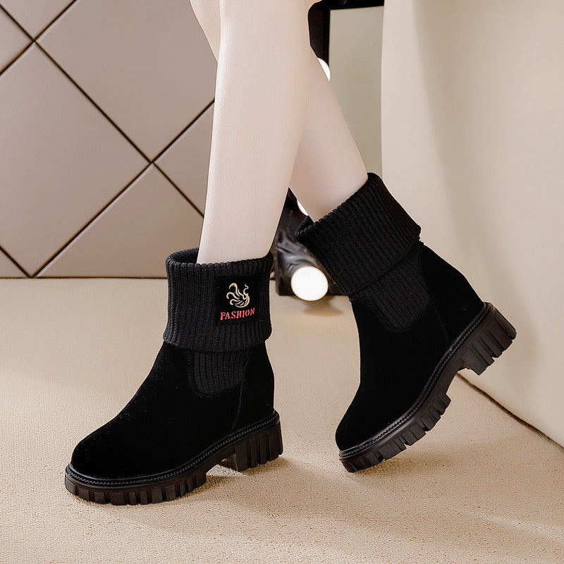 Women's Height Increasing Insole For Platform Wedge Thermal Women's Leather Boots