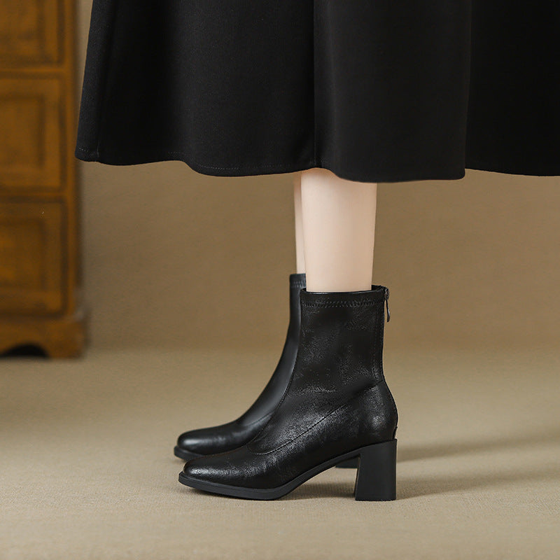 Women's High Autumn Black Plus Veet Martin Skinny Women's Leather Boots