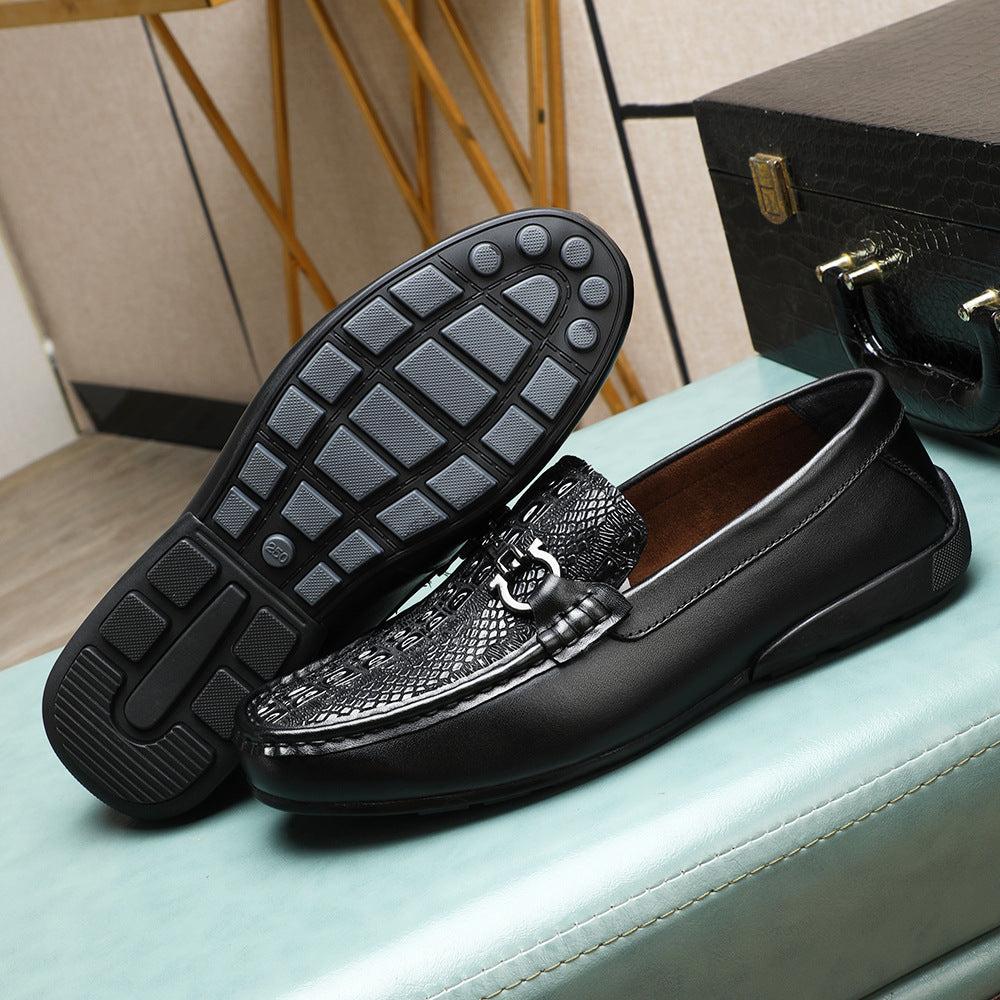 Men's Genuine Epoxy Cowhide Flat Comfortable Breathable Leather Shoes