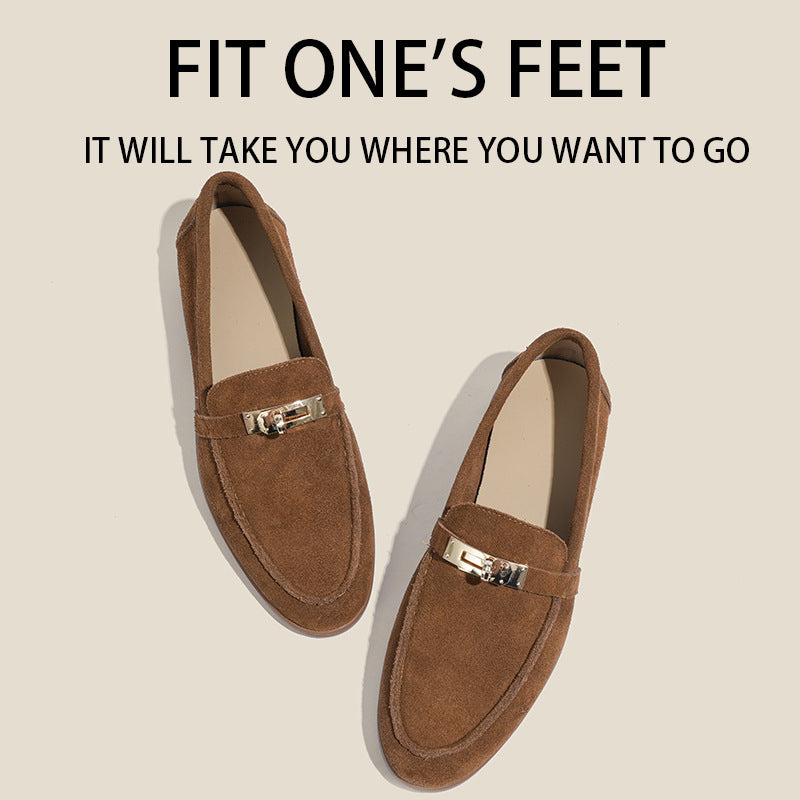 Women's Gold Lock Suede Retro Easy Matching Loafers