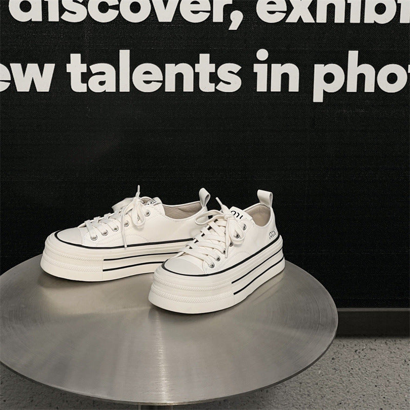 Women's Heightened Single Layer Breathable Low-cut Thick-soled Spring Fashion Women's Casual Shoes