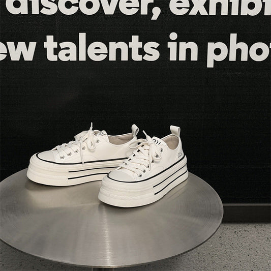 Women's Heightened Single Layer Breathable Low-cut Thick-soled Spring Fashion Women's Casual Shoes