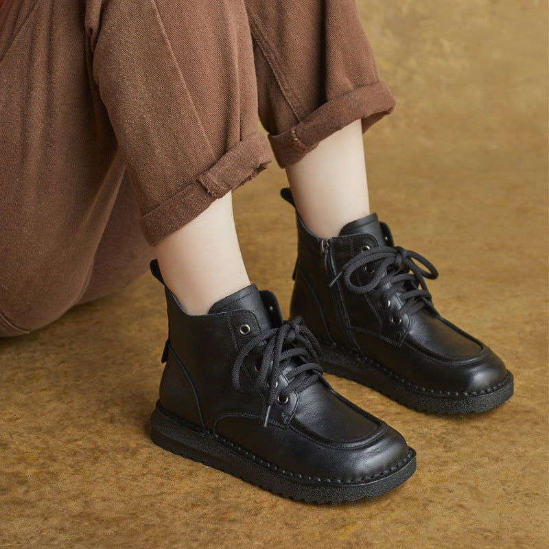 Mother's Soft Bottom Retro Round Head Flat Heels