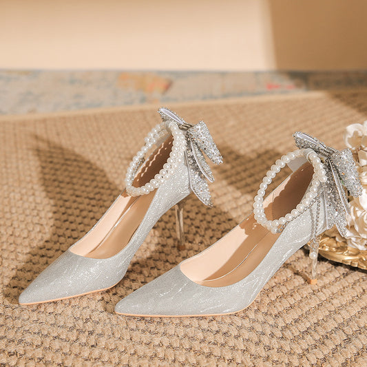 Women's Autumn Adult Ceremony High Stiletto Sier Refined Stylish Versatile Women's Fashion Shoes