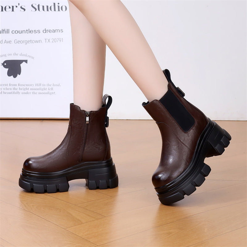 Women's Inner Martin Veet Padded Slim Small Thick Women's Leather Boots