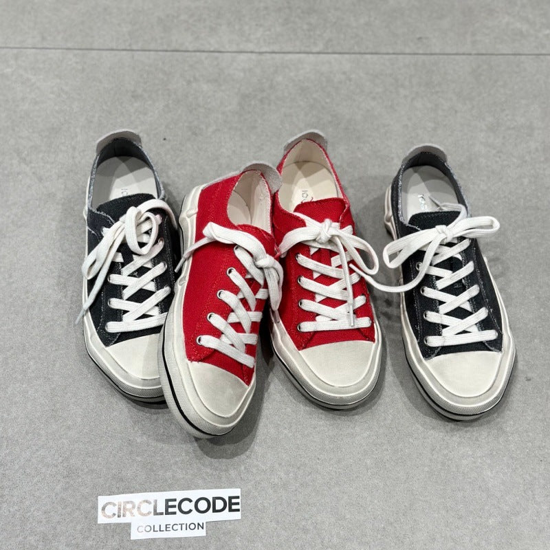 Women's Chun Korean Style Round Head Genuine Retro Vulcanized Women's Casual Shoes