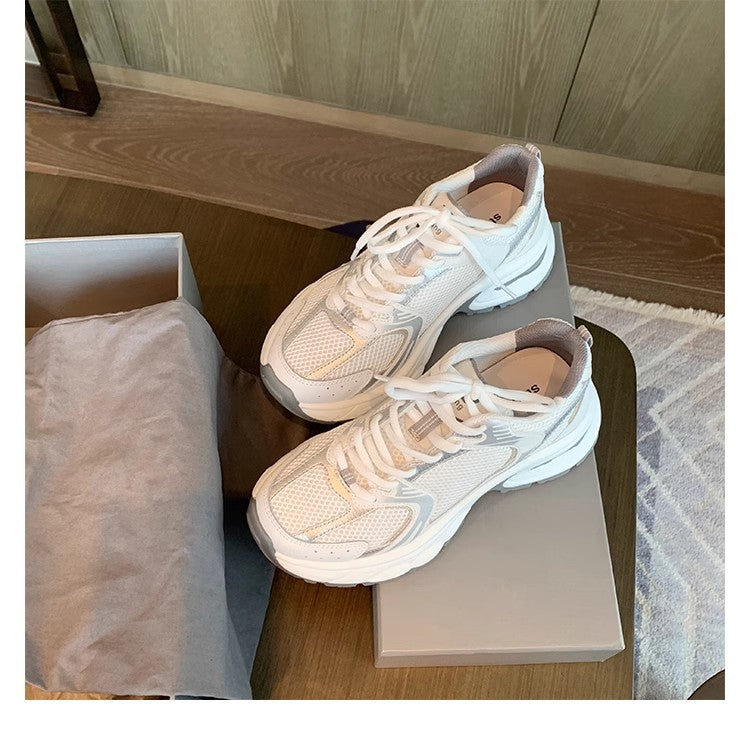 Women's Grape Mom Stitching Mesh Surface Platform Height Increasing Sneakers