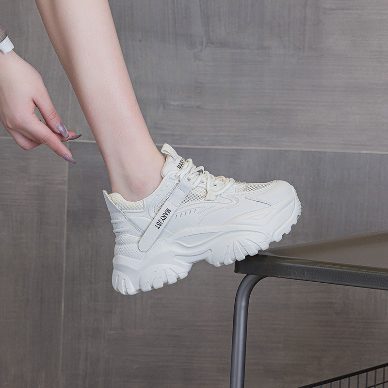 Women's Thick Bottom Sports Breathable Mesh White Women's Casual Shoes