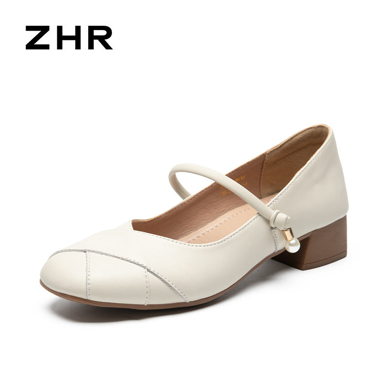 Women's French Style Mary Jane Commuter Buckle Heels