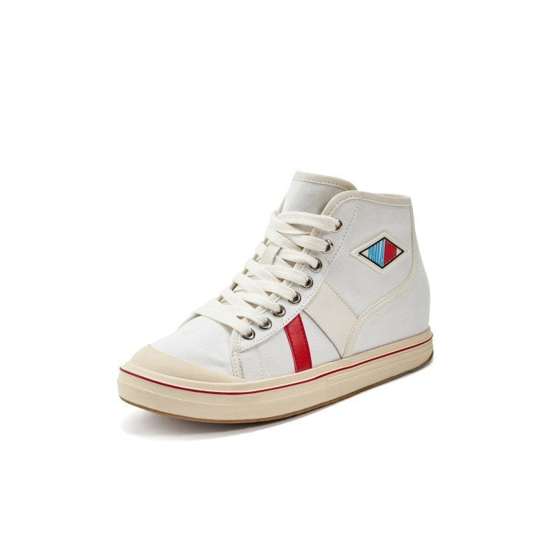 Women's Height Increasing Insole Spring Versatile Sports Thick Bottom Fashion Red Canvas Shoes