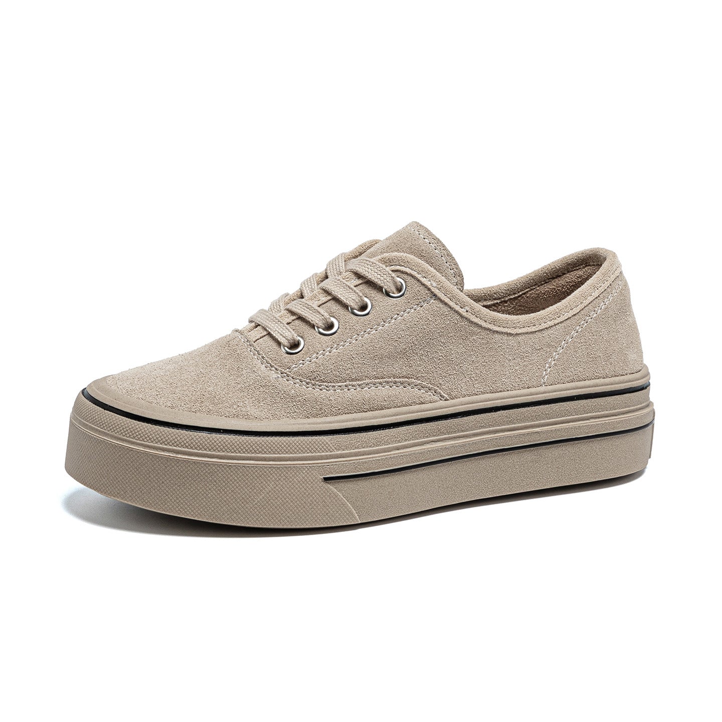 Women's Genuine Autumn Thick Bottom Breathable Sports Skate Leather Shoes